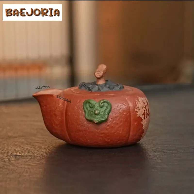 200ml High-end Yixing Purple Clay Teapots Handmade Persimmon Hand Grab Pot Raw Ore Powder Slurry Mud Kettle Zisha Tea Set