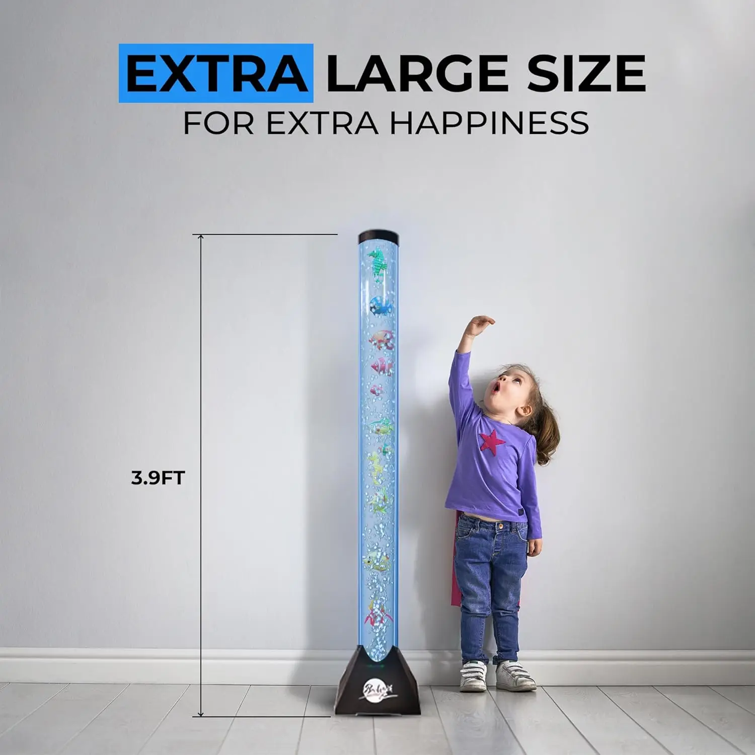4ft LED Water Bubble Tube Lamp with 16 Color Changing Effects, Remote Control & Fish Decor for Kids and Home