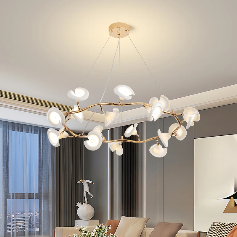 Nordic High-end Living Room Pendant Lamp Modern Atmospheric Dining Room Bar Table Light Luxury Bedroom Ceramic Flower Lamps