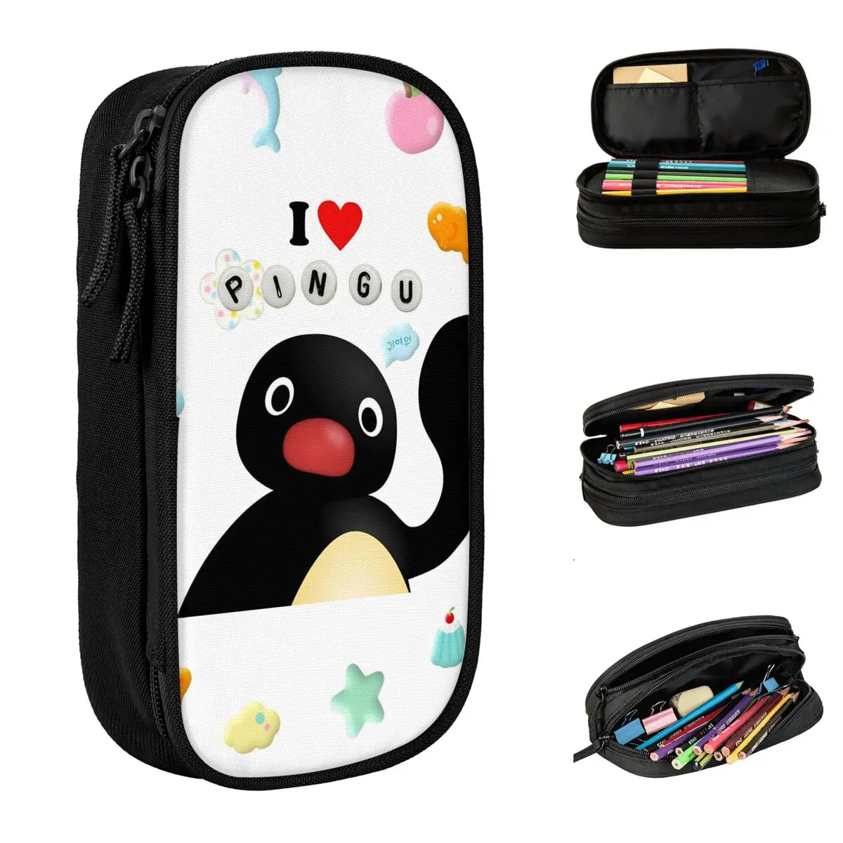 

Пенал I Love Pingu Penguin Noot Noot, пеналы для девочек и мальчиков, большие сумки для хранения, школьные подарки, канцелярские принадлежности