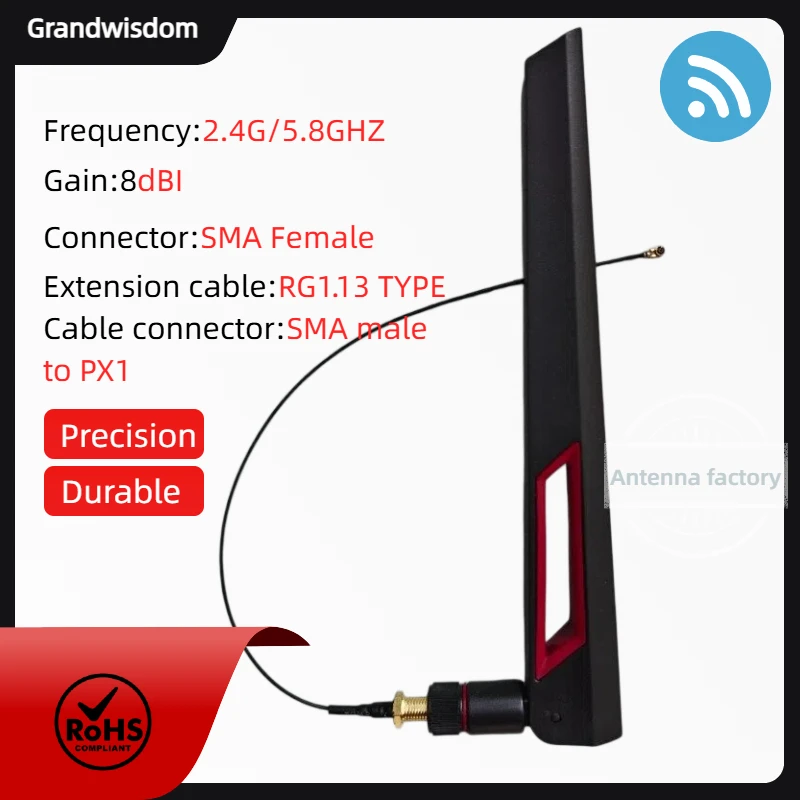 GWS 5er-Set 2,4G 5,8GHz Antenne Echte 8dBi SMA-Buchse Dual-Band und UFL./RG1.13 Pigtail-Kabel WLAN-Router WLAN-Repeater-Verstärker – Detail 3