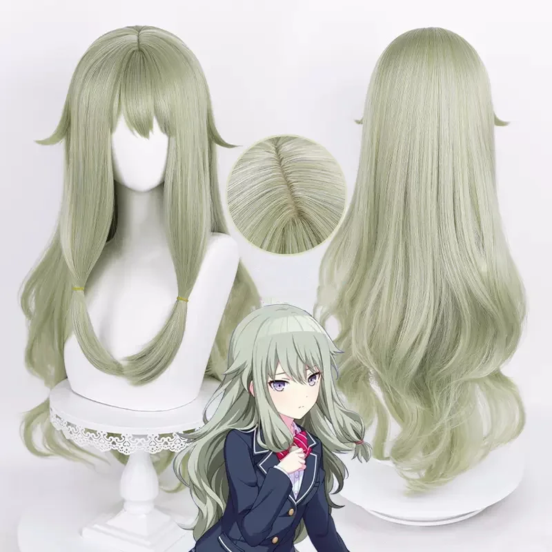 L-mail-Peluca de cabello sintético SEKAI, accesorio de juego de escenario colorido, Kusanagi Nene, Cosplay, PJSK, 80cm, verde ondulado, resistente al calor