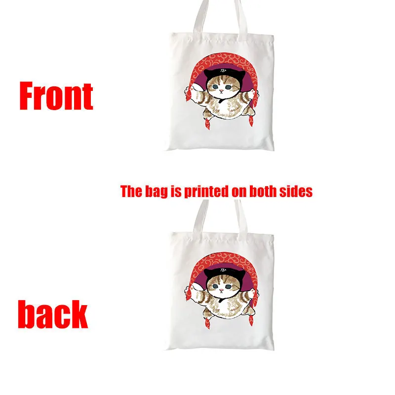 Woman Shopping Bags Kawaii Cats High Capacity Tote Bag Beach Bag Cartoon Manga Shopper Bags Handbags Canvas Shoulder Bags