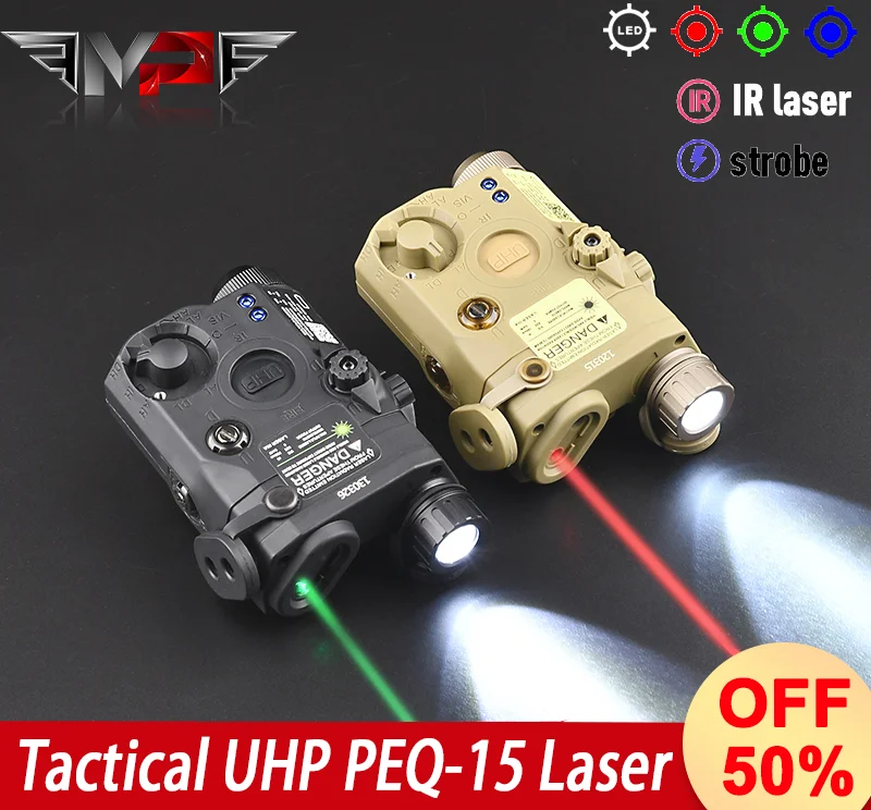 

Tactical PEQ15 IR Version Laser Pointer Red/Green/Blue Laser Strobe White LED Scout Flashlight Fit 20mm Rail Weapon HuntingRifle