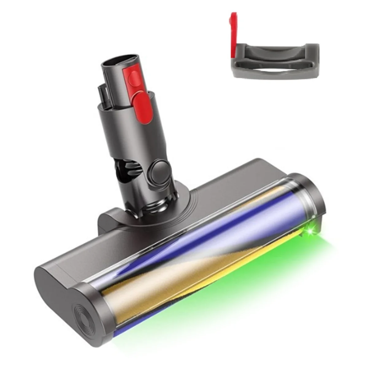หัวแปรงไฟฟ้าสําหรับ Dyson V7 V8 V10 V11 V15 สูญญากาศสิ่งที่แนบมาหัวแปรงลูกกลิ้งหัวไฟ LED สีเขียว