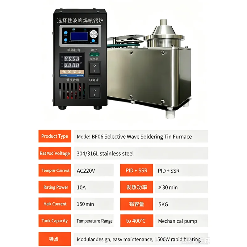 1. Desktop Selective Wave Soldering Unit BF06, Modular Spray Tin Furnace Equipment, Precision Selective Soldering Tool for PCB