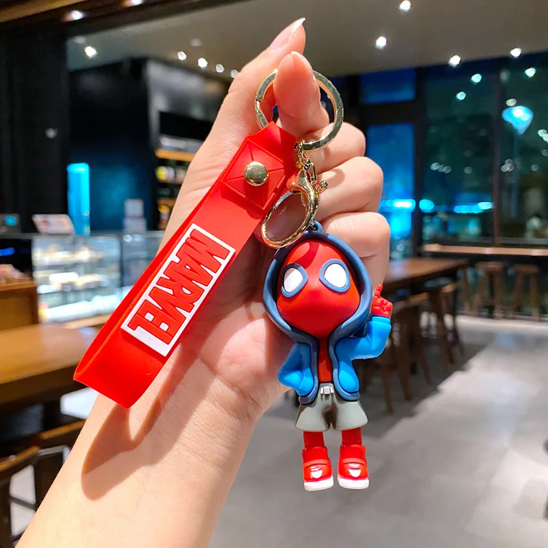 Classic SpiderMan Keychain Pendant Disney Marvel Amazing Inverted Silk Stereo Doll Car Hanging Decor Keychain Birthday Gift Toys - view 5