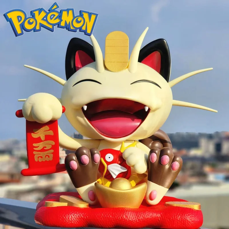 

35cm Large Pokemon Meowth Figure Lucky Meow Meow Action Figurine Vinyl Collection Model Statue Doll Desk Decoration Xmas Gift