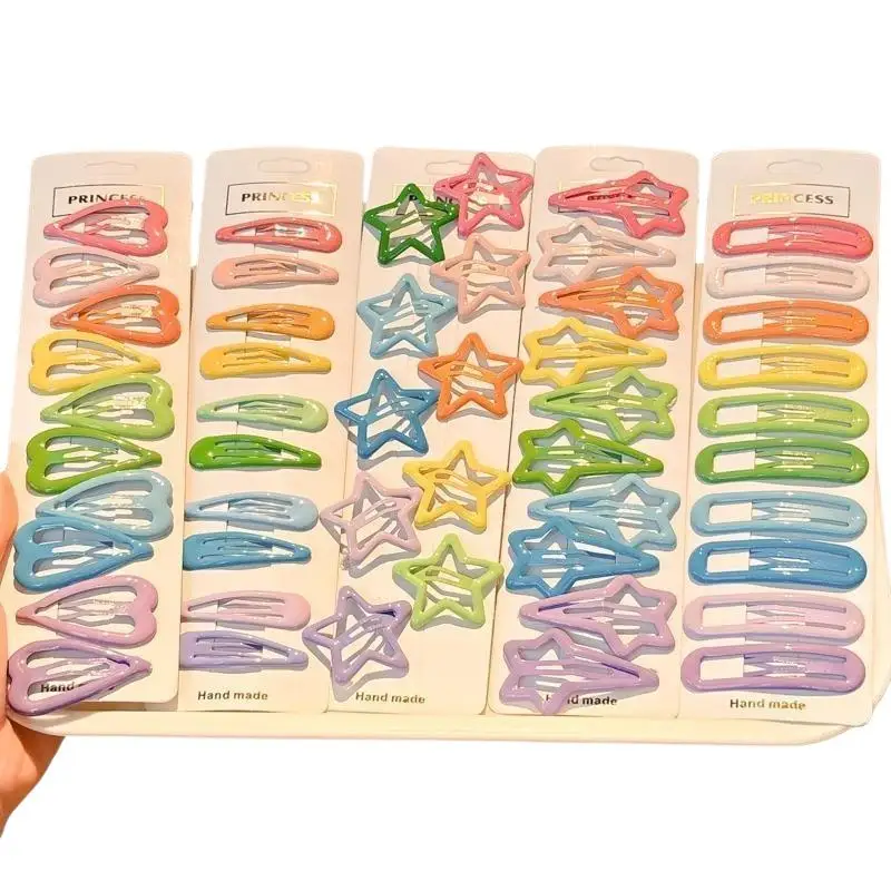 10/Set handgefertigte bunte Haarspangen: stern- und herzförmige Haarspangen, niedliche Haaraccessoires für Mädchen, lebendige Haarnadeln für den Alltag – Detail 4