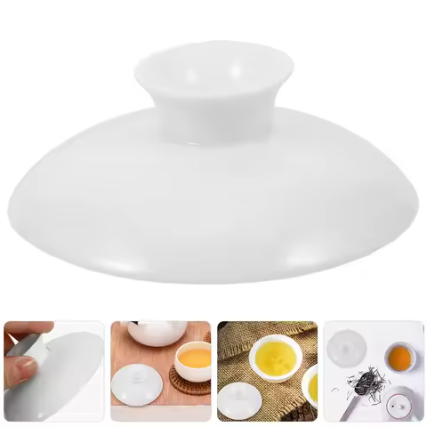 White Ceramic Tea Bowl Lid Fits Most Cups Leak Proof Design Elegant Teacup Cover Replacement for Daily Use and Gift Idea
