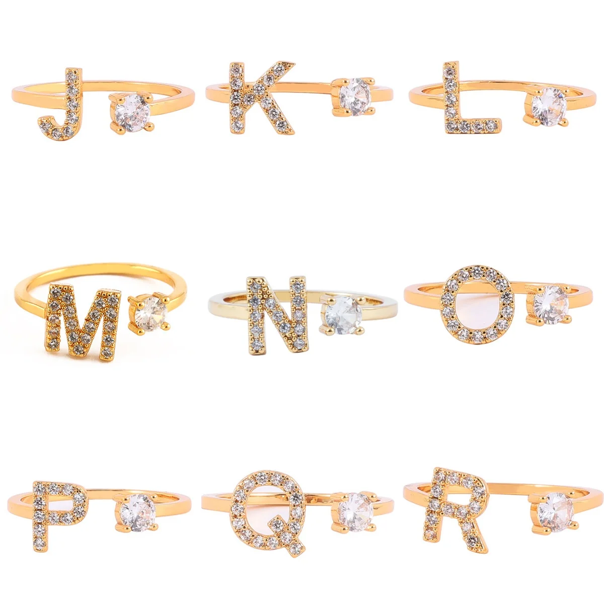 Gold Color 26 English Letter Rings For Women A-Z Initials Name Female Creative Ring Fashion Wedding Party Jewelry Gifts