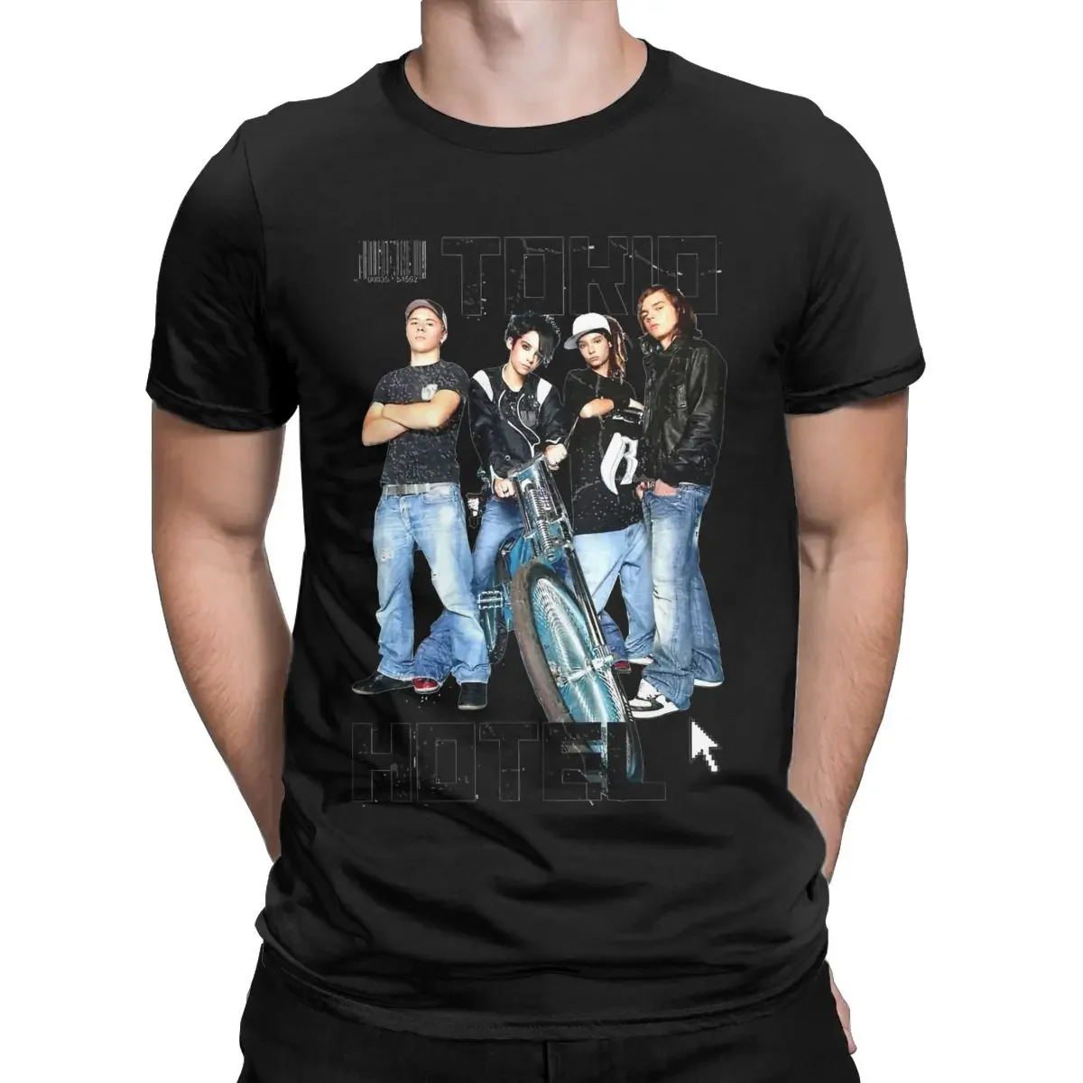 

Summer harajuku custom heavyweight Tokio Hotel Team Kaulitz Men Cotton Awesome Round Collar Tees Short Sleeve Tops Plus Size