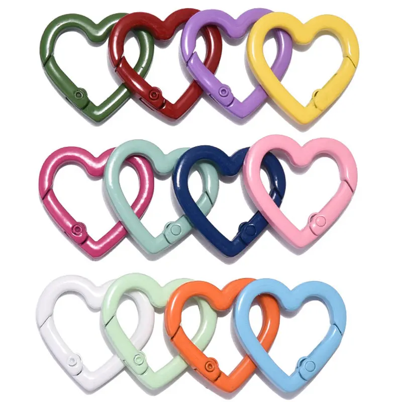 

5pcs Heart Key Ring Clasp 21/25/28.5mm Alloy Clasps for DIY Jewelry Carabiner Keychain Bag Chain Hook Craft Making Supplies