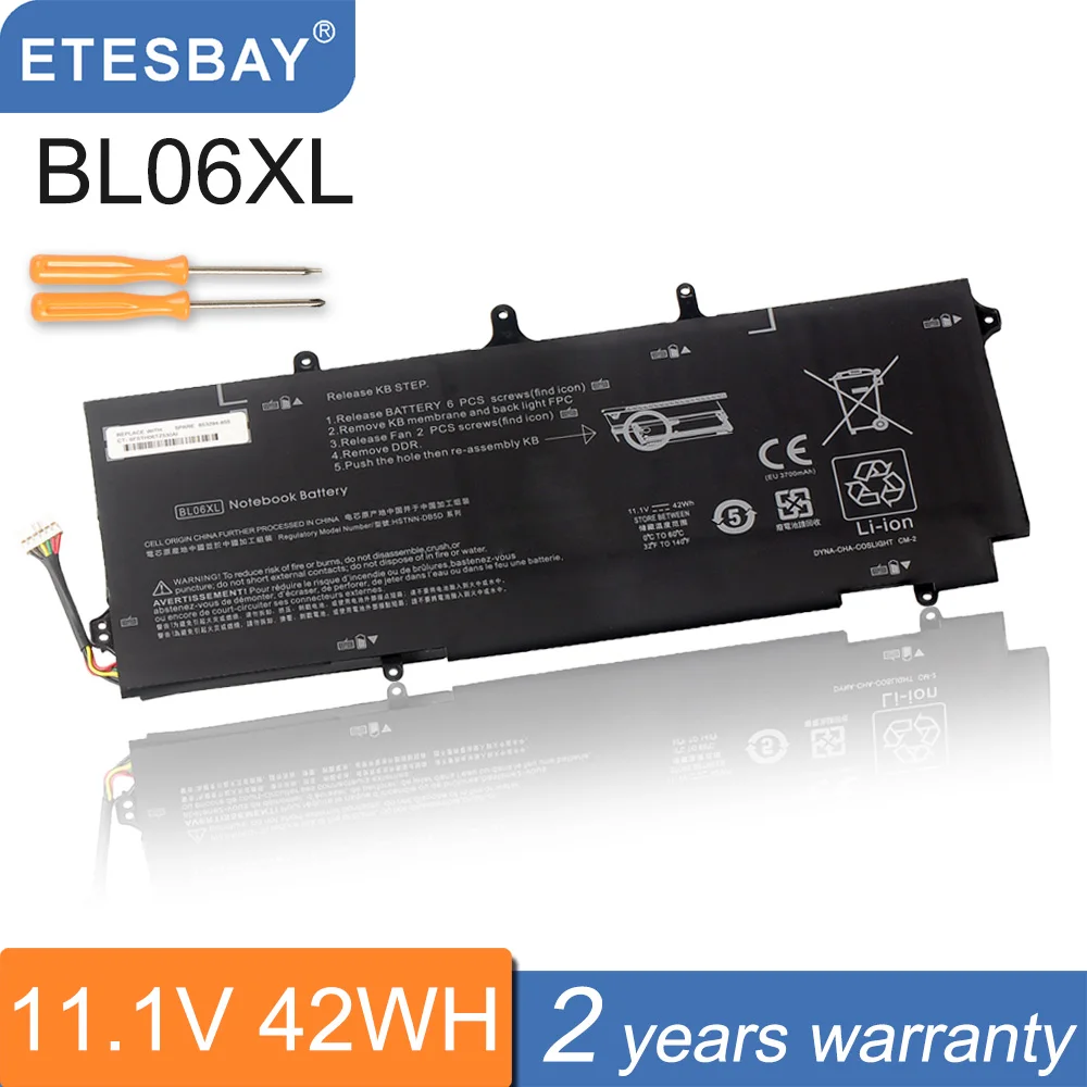 

Аккумулятор для ноутбука ETESBAY BL06XL 722297-001, совместимый с HP EliteBook Folio1040 G1 G2 Series 722236-2C1, Φ 42WH 11,1 V