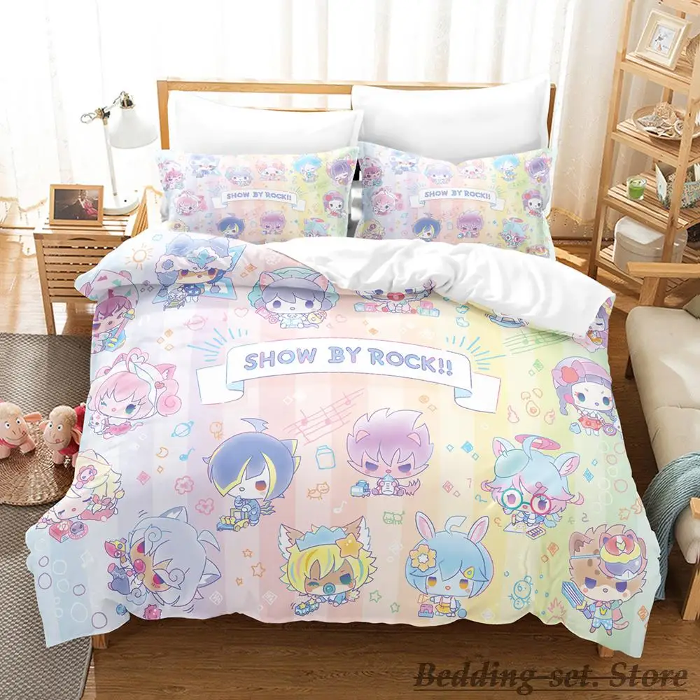 

New Show By Rock! Bedding Set Cartoon Anime three-piece set Adult Kid Bedroom Duvetcover Sets 3D Kawaii Cute Girls