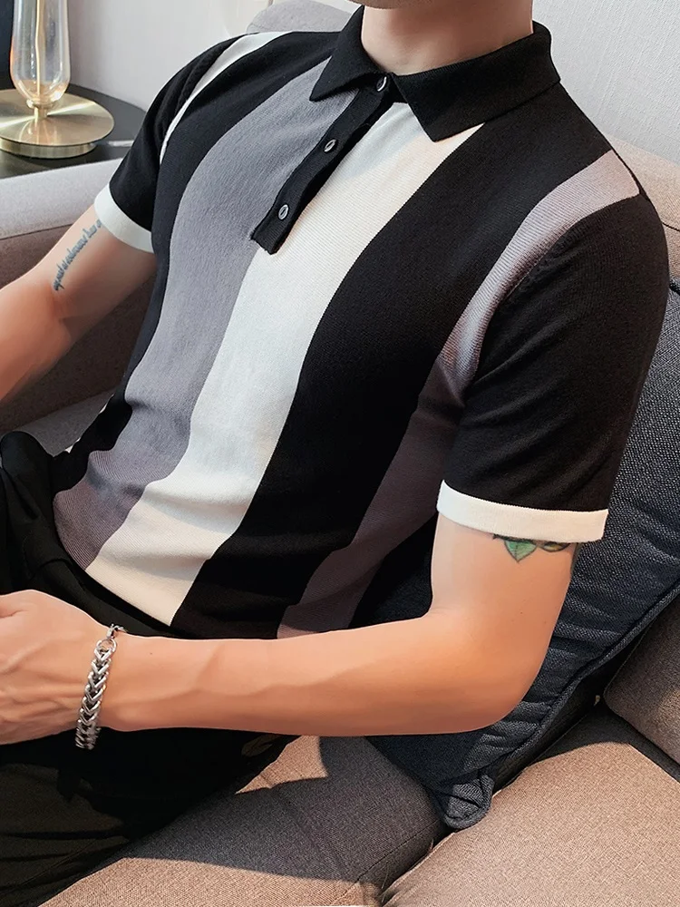 

Men's ort Sve T-irt Ice Silk Knitted irt Summer Busin Casual Color Blo Premium Feel Regular Fit Crew Ne