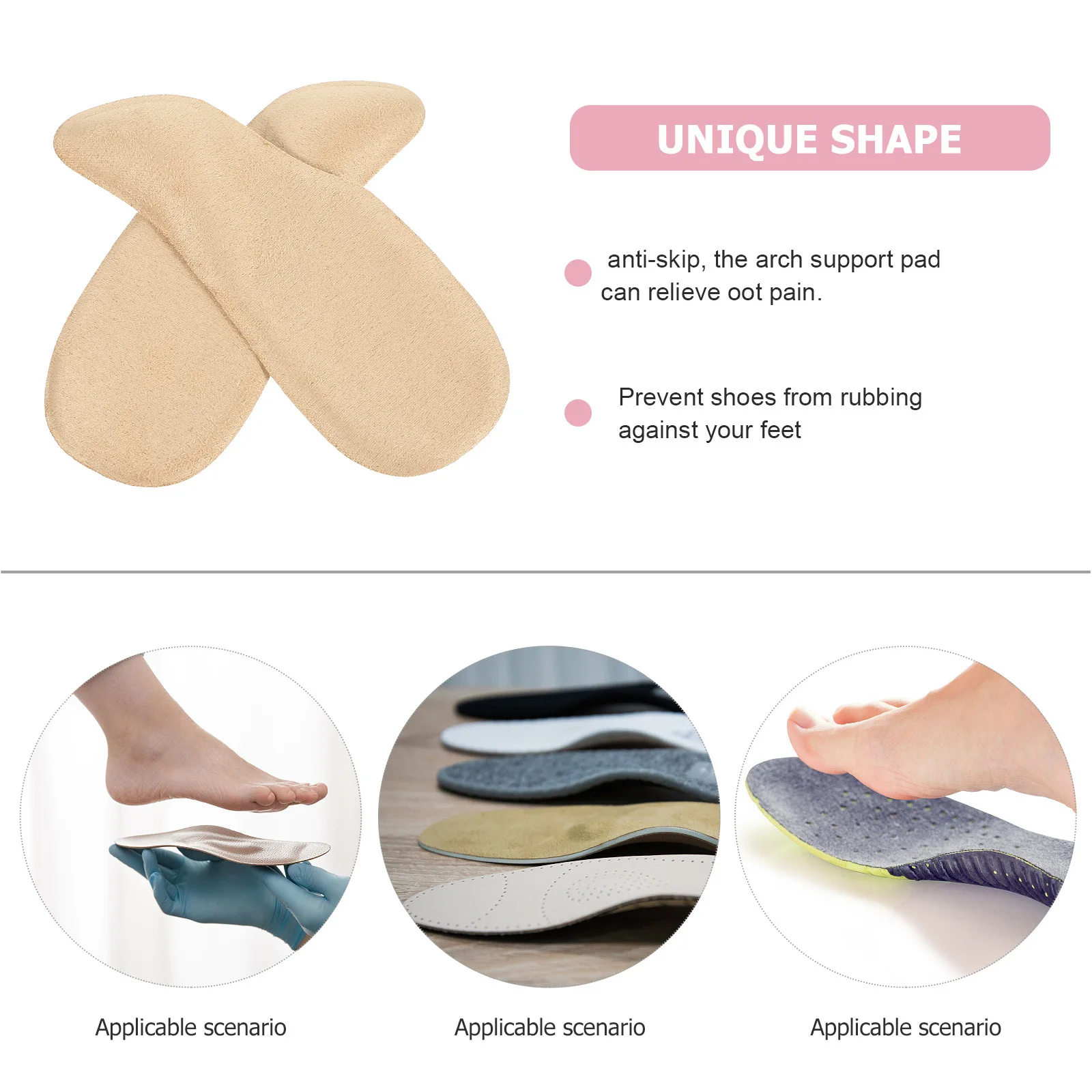 

Arch Support Pads Insoles Women Foot Pain Relief High Heel Inserts Gel Cushions Breathable Long Use Durability