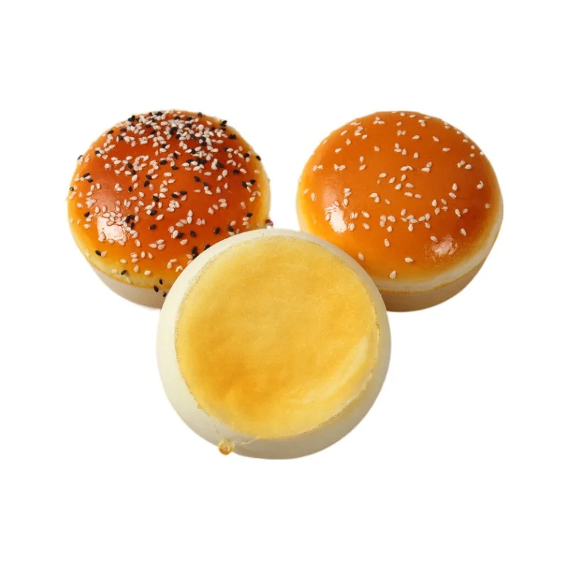 Fake Sesame Bread PU Simulation Food Soft Breakfast Cake Hamburger Cake Model Scale Refrigerator Stickers Simulation Home Decor