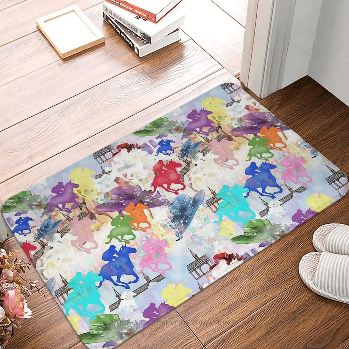 Galloping Horse Run Quickly Bath Mat Off To The Horse Races Doormat Kitchen Carpet Entrance Door Rug Home Decoration