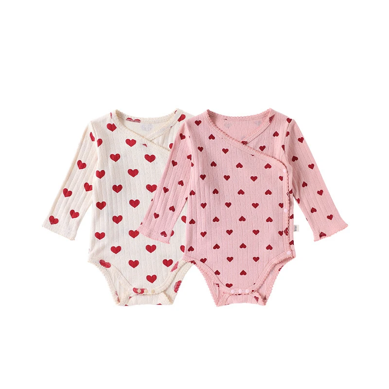 0-24M Newborn Kid Baby Girl Clothes 100% Cotton Baby Romper Heart Print Jumpsuit Cute Sweet Princess Outfit