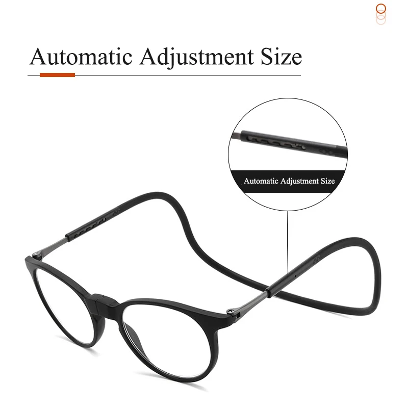 New Magnet Hanging Neck TR90 Reading Glasses Men\'s Women Anti-Blue Light Portable Ultra-light Computer Spectacles Round-Frame