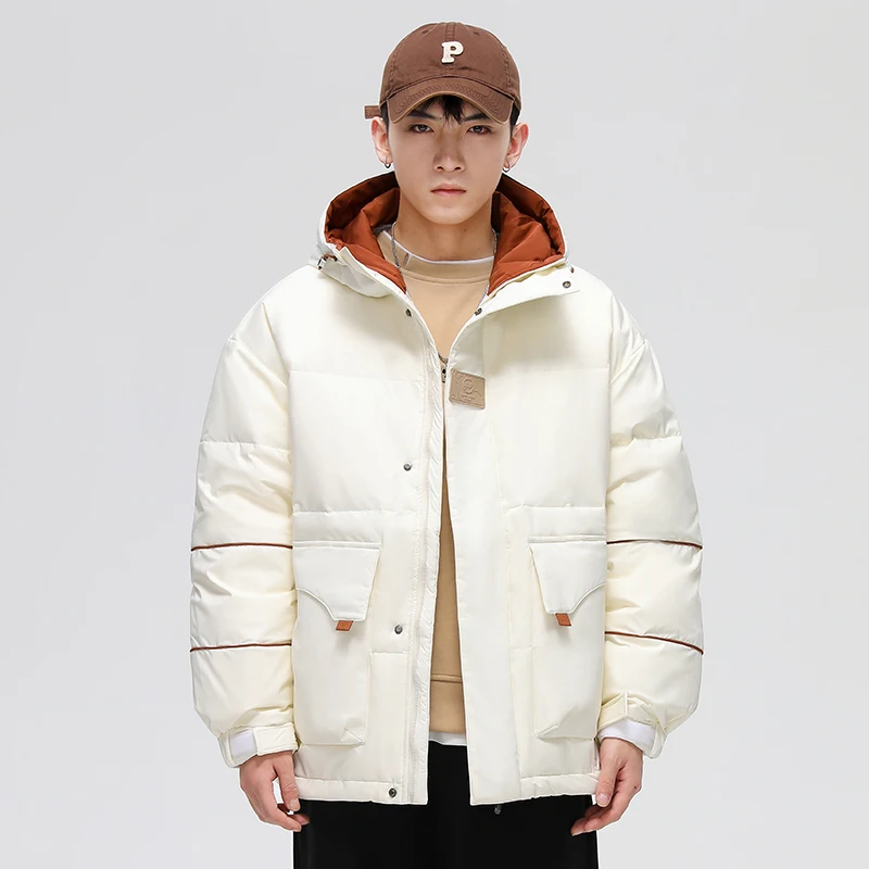 

Высококачественная оригинальная мужская повседневная куртка-пуховик для молодежи, модная, стандартного кроя, верхняя одежда из полиэфирного волокна, белый пух.
