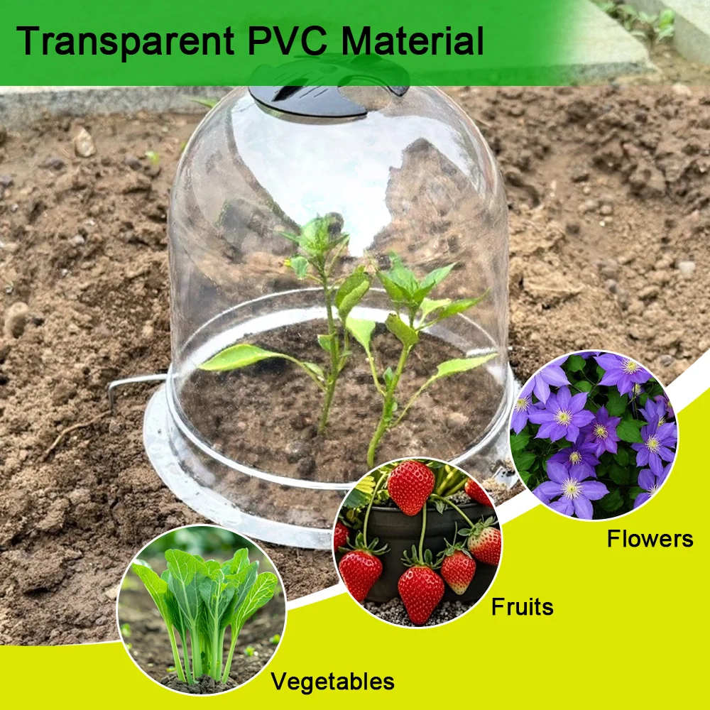 

6 прозрачных чехлов для растений из ПВХ с 18 кольцами для крепления к земле для овощей, фруктов и цветов