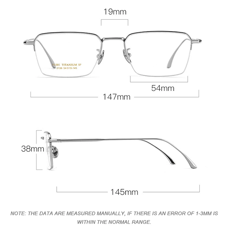 New Ultra-light Pure Titanium Glasses Frame Fashion Half-Rim Business Men Square Eyeglasses And Vintage Luxury Women Spectacle