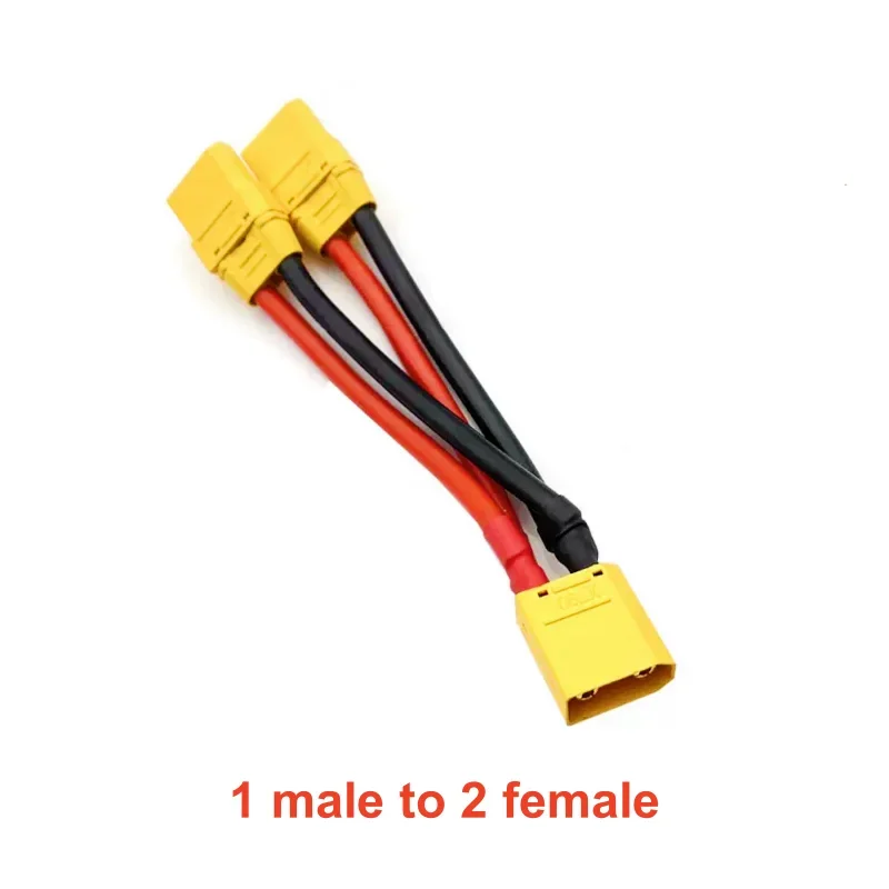 Cable de carga de batería paralelo XT90, divisor Y de 10AWG, extensión Dual, Cable de silicona macho/hembra de 3 vías para Motor de cargador de batería RC