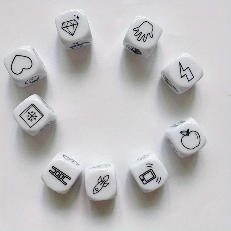 Contando história Dice Board jogo com saco, Plastic Puzzle, disco Puzzle, 9 pcs por conjunto