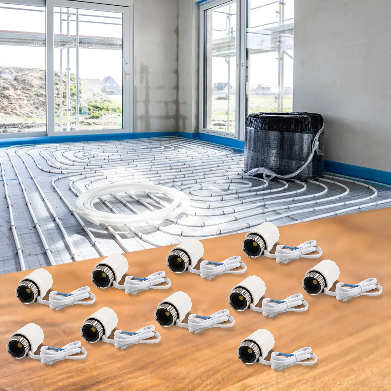 10PCS 230V Normally Open Electric Heating Actuator Valve M30x1.5 IP44 Water Flow Control For Floor Heating And Radiator Systems