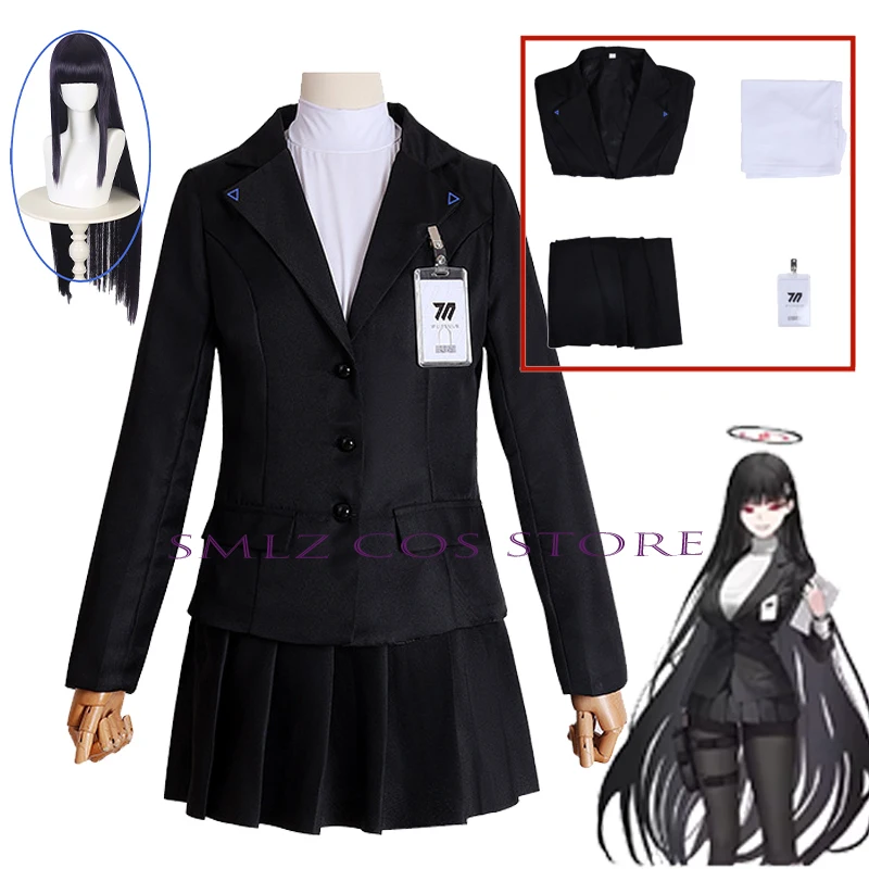 Tsukatsuki Rio Cosplay Games Blue Archive Costume School President JK Uniforms Long Wig Set Halloween Party Outfit for Woman