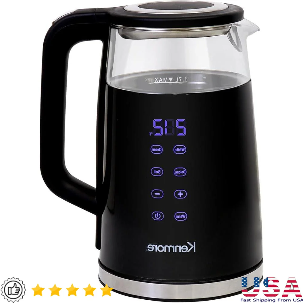 

Double-Walled Electric Kettle 1.7L 100-212°F Temperature Control 4 Pre-Sets Rapid Boil Cool-Touch Cordless Design Automatic