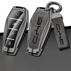 Zinc Alloy Leather Car Key Case Cover Holder Protector Shell for BYD Qin Plusdmi Atto 3 Han EV Dolphin Auto Interior Accessories