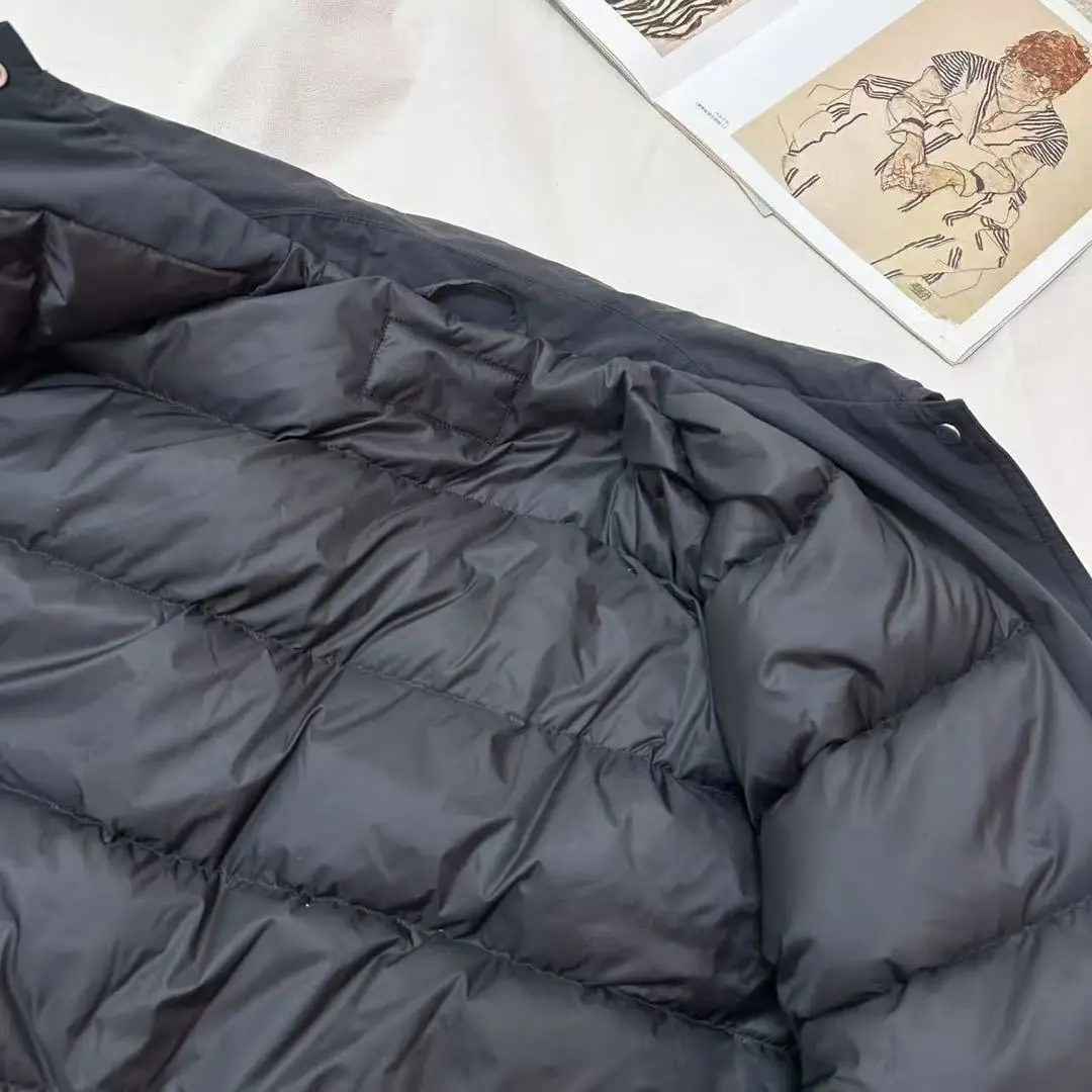 French Style Women Solid Goose Down Single Breasted Short Jacket Fashion Lady Lapel Long Sleeve Coat Outerwear 2026 Winter