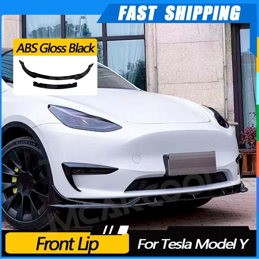 

JMCARCOOL передний спойлер из углеродного волокна ABS для Tesla Model Y 2021 + 3 шт./компл. передний бампер, спойлер на подбородок, комплект кузова автомобиля