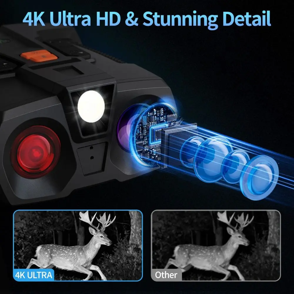 4.5 Inch Big Screen Night Vision Binoculars 10x Zoom 5W Infrared 4K Night Vision Goggles High Definition 3W Fill Light