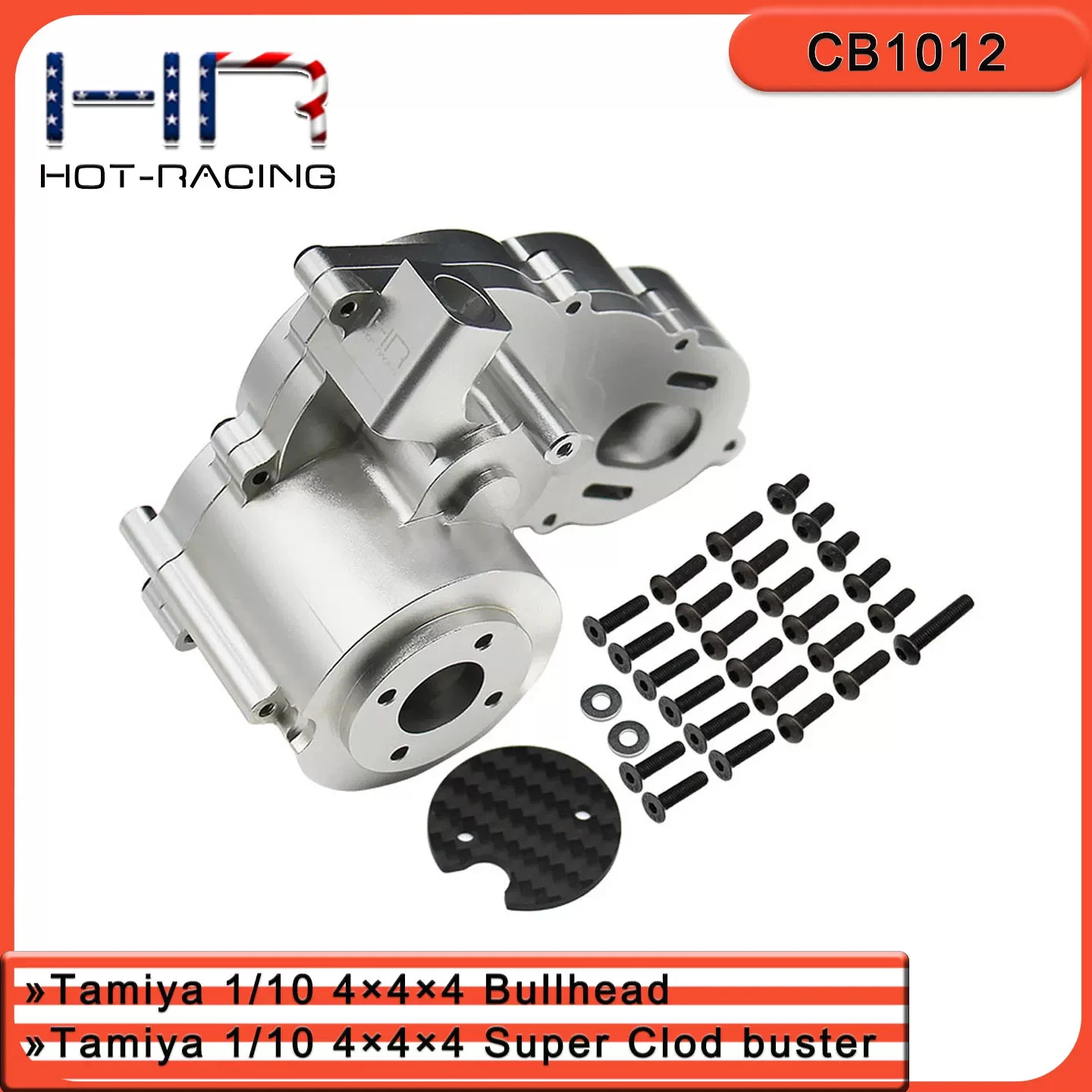 HOT RACING Alloy Gearbox Case for Tamiya 1/10 Super Clod Buster Bullhead CB1012 w/ Clear Window
