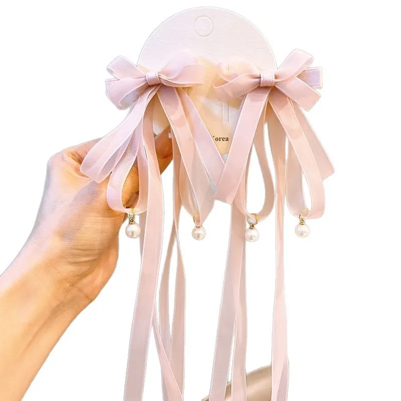 New Streamer Bow Children's Hair Accessories Girls Mesh Elegant Hairpin Girls Sweet Versatile Head Jewelry