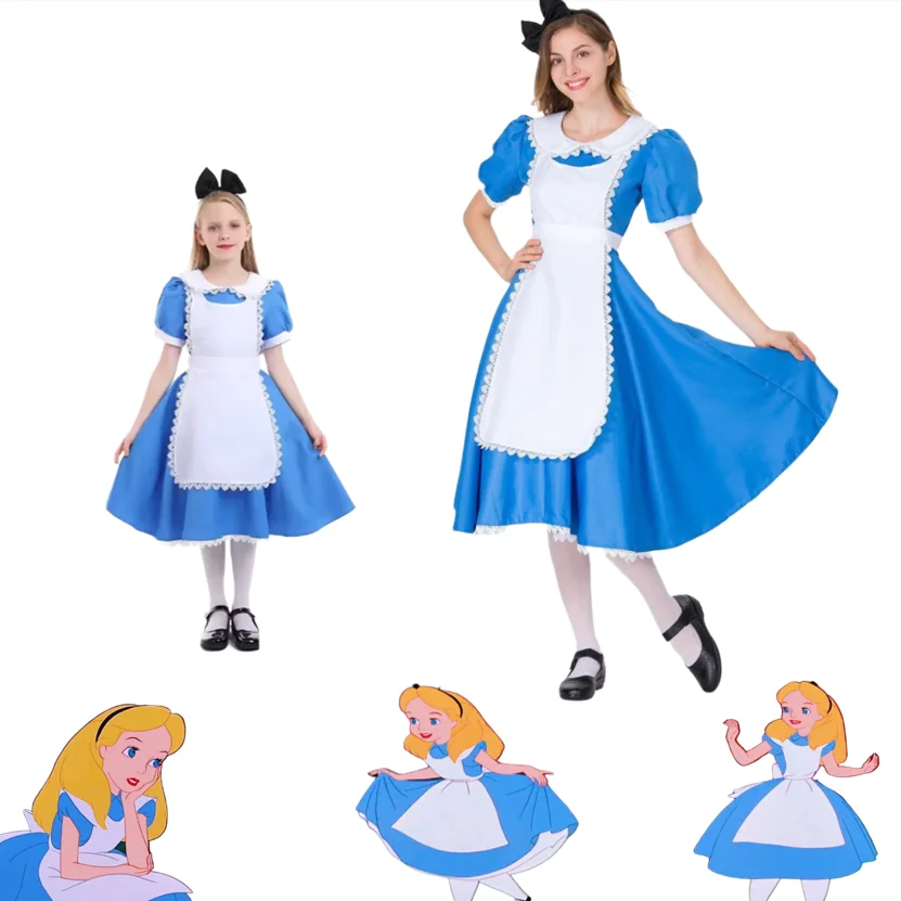 

Halloween Costume Girls Lolita Maid Dress Cosplay Alice Wonderland Costume Children Girl Blue Alice In Wonderland For Kids Par