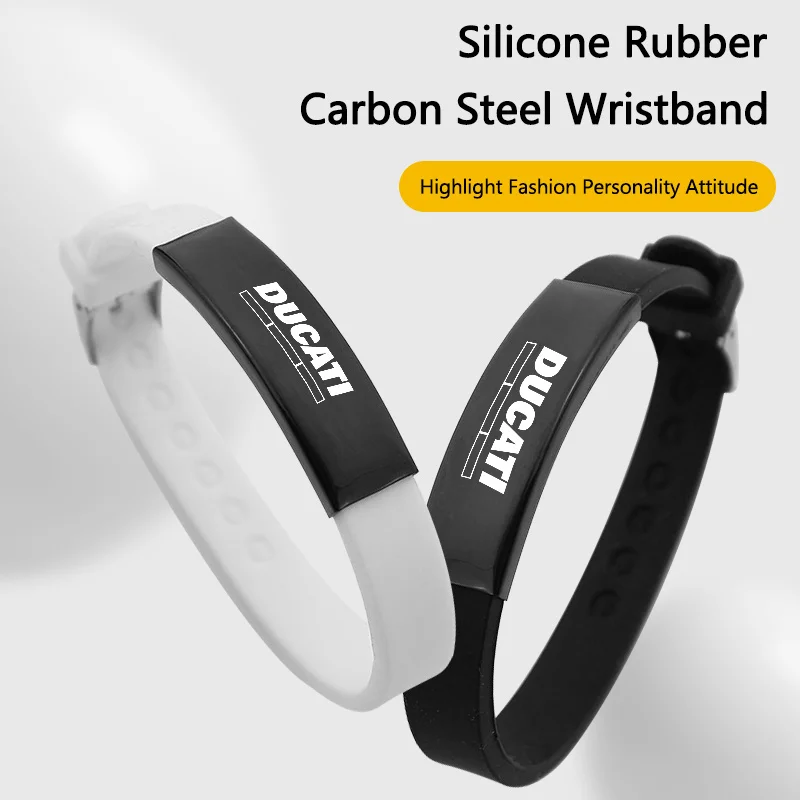 1pc ajustável pulseira de silicone à prova dwaterproof água moda pulseira de metal para ducati scrambler multistrada 950 1100 1260 esporte monstro
