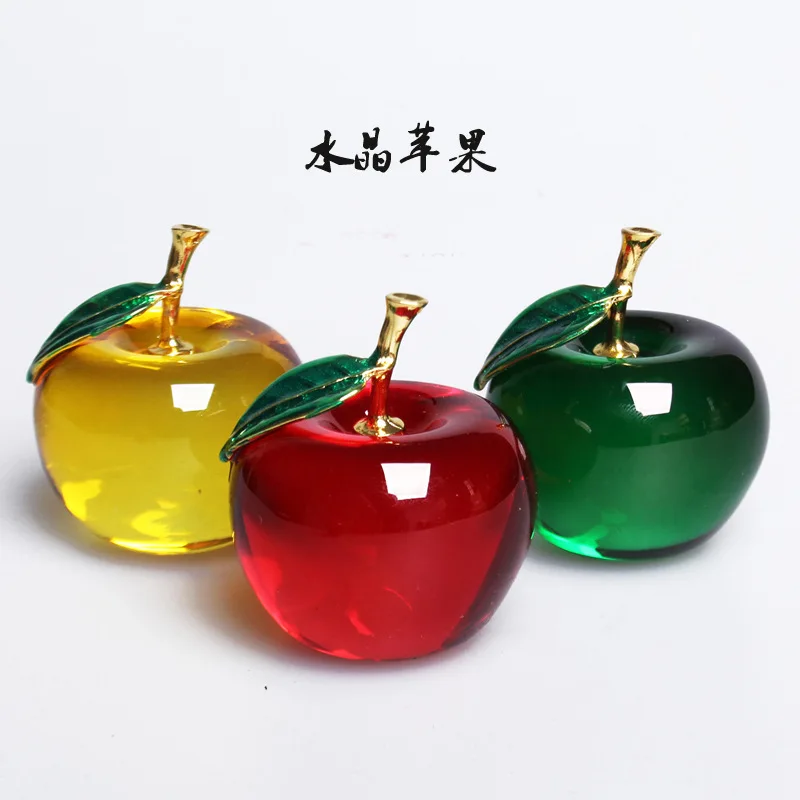 

1 Pcs Crystal Apple Fashionable Transparent Figurines Sculpture Glass Fruit Collection Living Room Home Decoration Christmas Gif