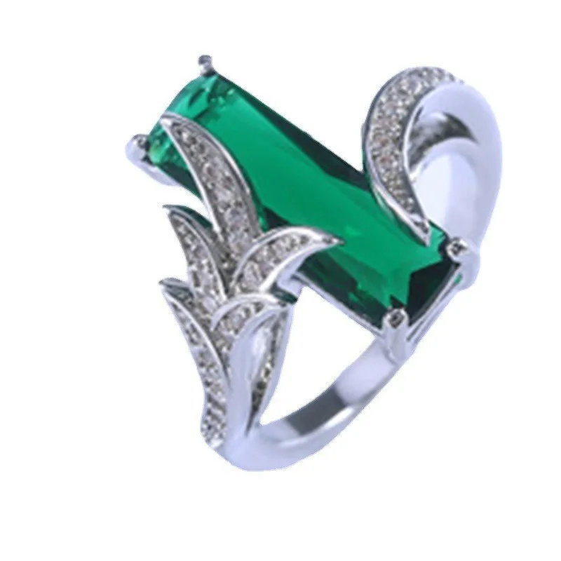 Stainless Steel Ring For Men Fashion Personality Green Zircon Finger Ring Male Party Jewelry