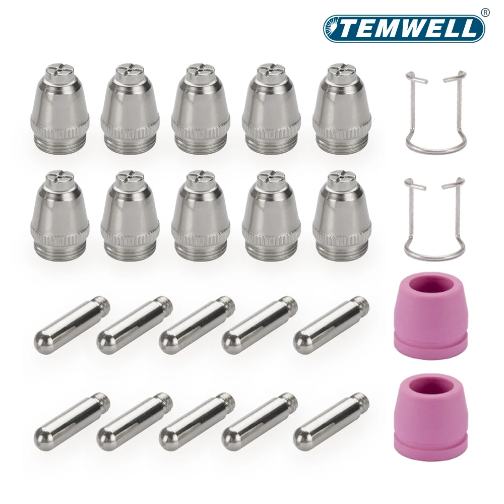 24PCS AG60 SG-55 AG-60 WSD-60 Plasma Cutter Cutting Welder Torch Electrodes Sheild Cup TIPS Tip Nozzles Consumables Kit TEMWELL