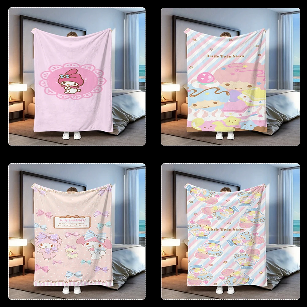 

Pink Blanket with Hello Kitty DesignLunch break blanket, multi-purpose blanket for , living room, bedroom, camping and travel