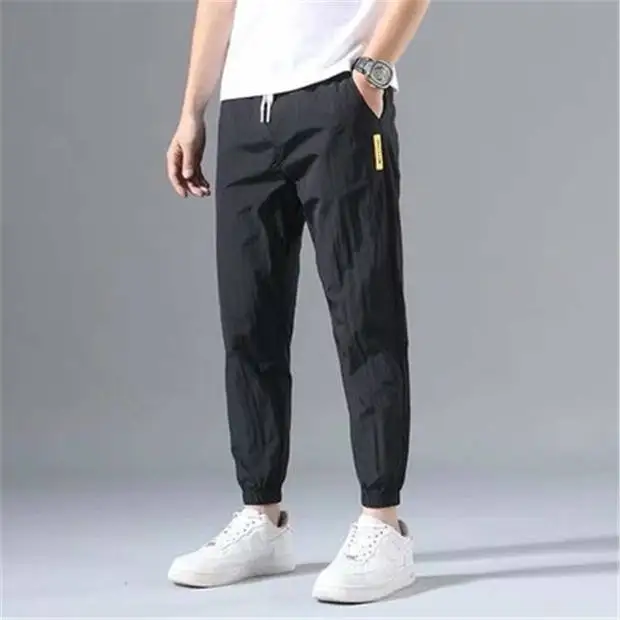 

Ice Silk Men's Summer Thin Wide Leg Sports Pants Loose Elastic Casual Long Trousers Faionable Trendy Brand Qui Dry Polyes...