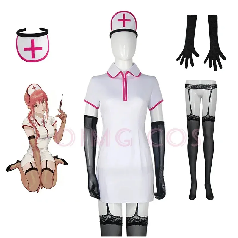 

Makima Косплей Костюм Бензопила Мужские наряды Синий галстук Короткая рубашка Кольцо на шею Женский аниме Костюм Униформа Хэллоуин