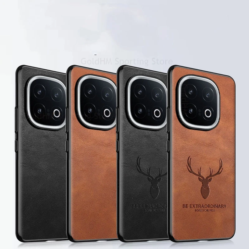 

Cartoon Elk Deer Head Leather Phone Case For vivo iQOO 13 Soft Silicone Bumper Shockproof Holster Cover For VIVO iQOO 13 V2408A