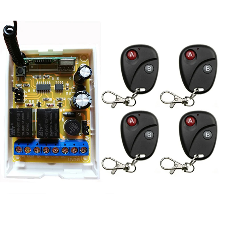 DC 12V DC 24V 2CH RF Wireless Remote Control Lighting Switch System transmitter Receiver 2CH Relay Smart Home Garage Door/lamp