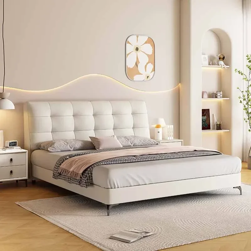 

High End Wood Soft Double Bed Waterproof Kawaii Sleeping Modern Queen Beds Twin Luxury Upholstered Camas De Dormitorio Furniture